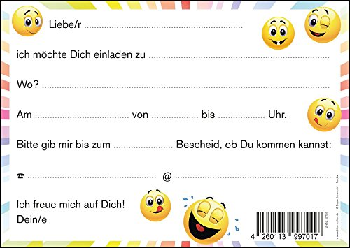 Edition Colibri „Let’s have a party“ Smiley-Einladungskarten + Umschläge, 12er Set - 2