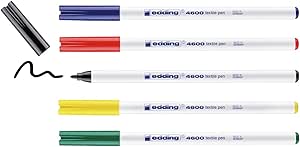 Edding 4600 Textilstift Schwarz Rot Blau Grun Gelb 5 Stuck Rundspitze 1 Mm Textilstifte Waschmaschinenfest 60 C Zum Stoff Bemalen Stoffmalstift Amazon De Burobedarf Schreibwaren