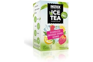 INSTICK JUST ADD WATER INSTICK Ice Tea senza zucchero (Tè Freddo Fico d'India e Limone) - 1 confezione per 12 x 0,5-1 L - Bevanda istantanea - Polvere per bevande vegane a basso contenuto calorico e vitamina C