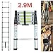 Produktbild TQ Teleskopleiter 2.9M Alu Leiter Ausziehbar Haushaltsleiter Teleskopleiter Aluminium Klappleiter Ausziehleiter Mehrzweckleiter -Maximale Belastbarkeit 150 kg