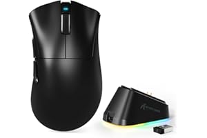 MAMBASNAKE x ATTACK SHARK V3PRO Wireless Gaming Mouse with Magnetic Charging Dock, PAW3311 Sensor, BT/2.4G/USB-C, 62g Lightweight, 500mAh, 25000 DPI LIGHTSPEED Gamer Office Mice for PC/Mac-Black
