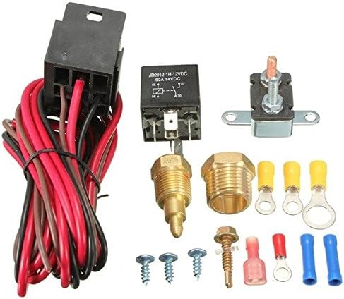 Chronos 175~185 Degree Engine Cooling Fan Thermostat Temp Switch Sensor 4pins Relay Kit