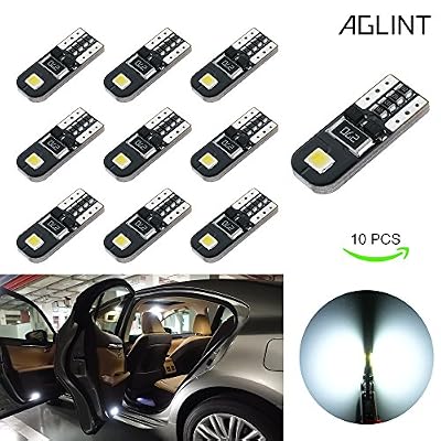 AGLINT Ampoules T10 LED CANBUS Sans Erreur Voiture Lampe 12V Blanc Pas De Polarité Conçu T10 W5W 2825 174 Wedge Intérieur De Voiture Lumière Dôme Carte Côté Marqueur Courtois Feux De Plaque D'immatriculation