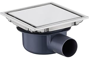 NEWFUN Canaleta de Ducha Cuadrada, 15 * 15 Desague Ducha, Rejilla Desague Ducha, Inhibidor de Olores, Desagüe de Suelo Invisible, Uso Positivo y Negativo, Soble Filtración, Alicatable, Plateado