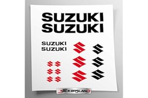 Stickersland® - Kit de adhesivos compatibles con depósito y casco de moto | Adhesivo preespaciado de fácil aplicación | letras logos | Stickersland® – Suzuk (negro brillante)
