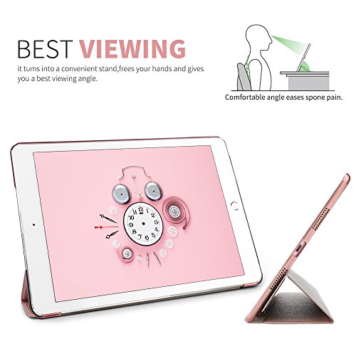 Boriyuan Ipad Pro 9.7 Hülle Smart Case Cover ultra slim Schutztasche aus PU Leder für Ipad Pro 9.7 Zoll mit Standfunktion, Auto Sleep Wake up, Displayschutzfolie und Stylus auch inklusive (Rosa Gold) - 6