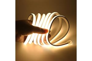 KISUFU 220V Flessibile Striscia LED COB con interruttore,IP65 impermeabile,Alta luminosità 288 LED/m,Luminoso Nastri LED per armadio cucina casa fai da te camera da letto interni (2m,Bianco caldo)