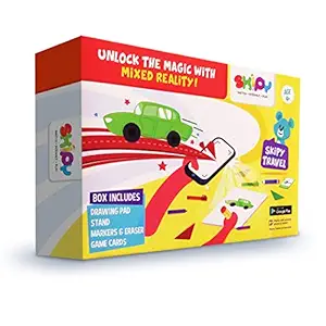 SKIPY Travel - Creative Play Kit & Educational Toy for Kids 4 - 10 Years | Drawing & Coloring Vehicles with Flash Cards| Indoor Interactive Learning Activities & Games using Mixed Reality |Unique Birthday Gift for Girls & Boys under 1000