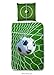 Produktbild Aminata Kids - Kinder-Bettwäsche-Set 135-x-200 cm Fussball-Motiv für Echt-e Sport Fan-Artikel Ecke-n Motiv verstärkt WM FIFA | Biber | Reißverschluss | Weiss grün | Jugendlich-e