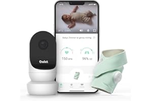 Owlet Smart Sock und Video Babyphone, atmungsaktive einstellbare Babysocke, Mobile Video Baby Kamera steuerbar via App, für eine optimale Schlafüberwachung, Mint