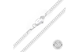 Esrael 925 Sterling Silber Solide 1.5mm/2mm Curb Halskette für Frauen, Robuste Nicht Verblassende Silberkette Damen Schmuck Geschenke für Frauen 14/16/18/20/22/24 Zoll