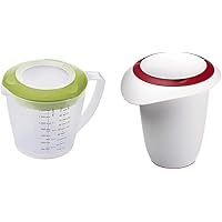Westmark Rührbecher/Messkanne mit Spritzschutz, Deckel und Ausgießer, 1,4 Liter, Helena, Transparent/Grün, 3105227A…