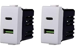 ZOREI 2 pcs Presa USB C + USB A, Compatibile Con Bticino Matix, Pulsante, Bianco