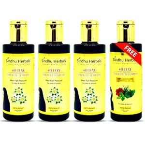 Sindhu Herbals 40 Day (Pack of 3) Miracle Hair Oils, 40 Day Miracle Shampoo/Hair Growth Oil and Shampoo/Hair Fall Control Oil (Pack of 1 Shampoo)