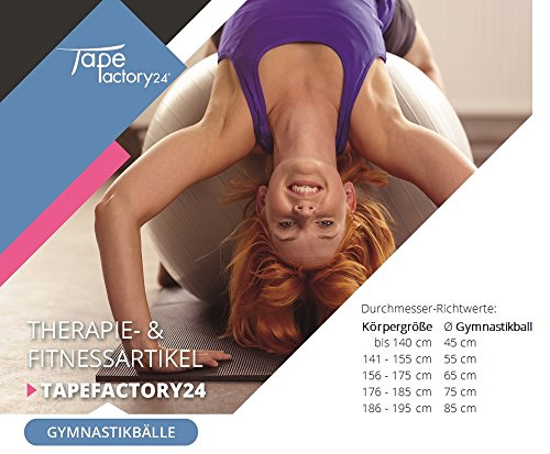 Tapefactory24 Gymnastikball inkl. Pumpe – Hochwertiger Sitz- und Fitnessball von 55 cm bis 85 cm Durchmesser / in verschiedenen Farben und Größen erhältlich - 2