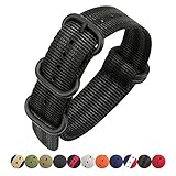 AUTULET Herren Nylon Armband Schwarzgrau 22mm