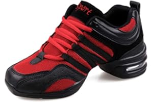 SSRSH Femme de Danse Gros Talon Semelle Souple Mesh Respirant Chaussure de Sport Walking Fitness Gym Danse Hip Hop Jazz Casual Basket Mode Grande Taille 34-42