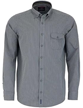 CASAMODA Casual Fit Hemd Langarm Button Down Kragen Steifen braun