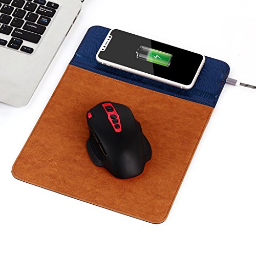 Preisvergleich Produktbild Swiftswan drahtlose aufladende Mausunterlage, 2 in 1 Mausunterlage / Matte mit drahtlosem Ladegerät für iPhone X iPhone 8 / 8 plus Samsung Anmerkung 8 / S8 / S7 / S6 / Rand Qi drahtlose aufladende Mausunterlage