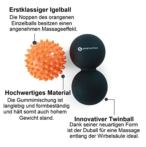 Massageball Set „Take a break“ von Sportastisch :: hochwertige Massagebälle im Duo: Einzelball und Twinball :: Faszienball 7cm und 13cm :: verschiedene Zonen :: mittlerer Härtegrad, ideal für Einsteiger oder Fortgeschrittene :: Igelball und Lacrosse Ball sind ideal zur Behandlung schmerzender Faszien oder Cellulite :: Noppenball für optimales Training von Fuß, Nacken, Rücken, Arm und Schultern: inklusive 3 Jahren Sportastisch Produktgarantie - 3