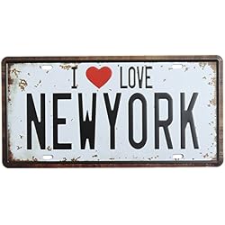 Bluelover New York License Plate Tin Signe Vintage Metal Plaque Poster Bar Pub Maillot Wall Decor