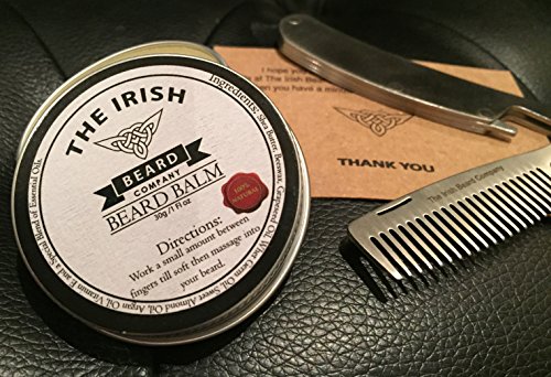 Sleek Edelstahl Falten, der Bart & Schnurrbart Kamm Pocket Größe mit Built in Flaschenöffner und 100% Natural Bart Balm - 6