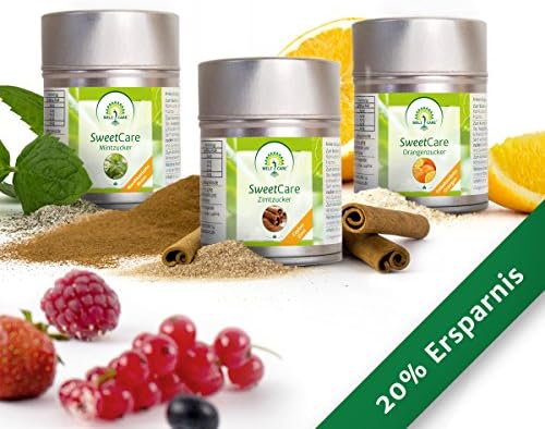 SweetCare oranges, cinnamon substitute and Mint-sugar substitute with Erythritol and Stevia, the natural alternative to sugar