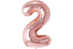 Vthoviwa Riesen Luftballon Zahlen 2 Rosegolden, luftballon 2. geburtstag 101cm Foil Balloon,Folienballon 2 Party Decoration Floats by Helium