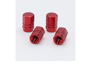 Skynotek – Pack 4 Tapas de válvula Schrader para automóvil, Moto, Bicicleta y Patinete eléctrico | Tapones Antipolvo de aleación de Aluminio para neúmaticos | Protección y Seguridad | Color Rojo