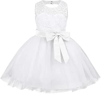 Freebily Bebe Fille Robe Demoiselle D Honneur Fete Sans Manches Blanc Dentelle Robe D Anniversaire Princesse Bowknot Filles Tutu Robe Bapteme Mariage Pageant 3 Mois 12 Ans Amazon Fr Vetements Et Accessoires