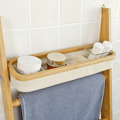 SoBuy® Leiterregal, Standregal, Handtuchleiter,Badregal, mit Handtuchstangen und Wäschebeutel, FRG88-MI - 5