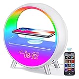 Smart Sunrise Alarm Clock, Wireless Charging Rhythm Atmosphere Lamp, Wake Up Clock With Snooze Mode, 9 Light Mode & 7 Natural Sounds, Bluetooth Speaker Touch And Application Control