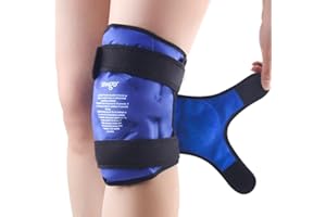 NEWGO Ice Pack for Knee Replacement Surgery, Reusable Gel Cold Pack Knee Ice Pack Wrap Around Entire Knee for Knee Injuries, Knee Ice Wrap for Pain Relief, Swelling, Bruises (Blue)