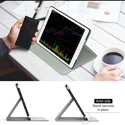 MoKo Hülle für Neu iPad 9.7 Zoll 2017 – Stoßfest Ledertasche Schutzhülle mit Auto Sleep/Wake up Funktion, Standfunktion und PC Bumper für Apple New iPad 2017 9.7″ Tablet, Asche Schwarz - 5