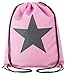 Produktbild Aminata Kids - Kinder-Turnbeutel für Mädchen und Damen mit Star Sternchen Stern-e Sport-Tasche-n Gym-Bag Sport-Beutel-Tasche rosa hell-grau