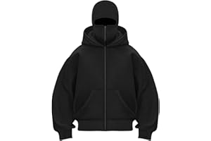 Générique Sweat à Capuche Balaclava Zip Hoodie Zippé Homme Veste Chaude Hoodie Balaclava Cagoule Moto Masque Anti-Vent pour Sports de Plein Air Vélo Manteau Automne et Hiver Sweat À Manches Longues