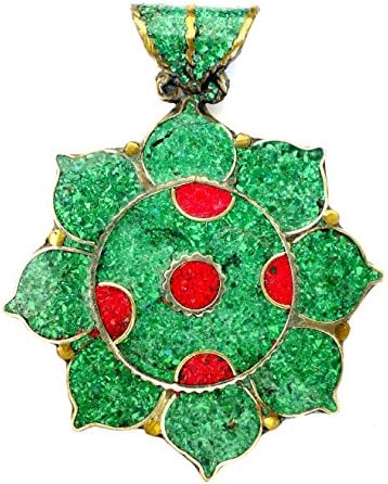 BUDDHIST BOHEMIAN CORAL &amp; TURQUOISE GEMSTONE PENDANT FOR WOMEN UNISEX PENDANT BY TIBETAN SILVER
