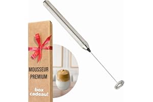 Mousseur à lait électrique premium à pile (Milk Frother) Mini fouet électrique mixeur autonome puissant pour mousse de Lait, Café, Matcha, Cappuccino, Latte - en acier inoxydable haut de gamme