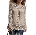 Produktbild Frauen T-Shirt lmmvp Fashion Damen Long Sleeve Shirt Casual Lace Bluse lose Baumwolle Tops,khaki,L