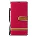 Produktbild Sony Xperia XA1 Plus Hülle, Hozor Bookstyle Leder Handyhülle mit Standfunktion Aufklappbar Schutzhülle Denim Flip Case Wallet Cover mit Kartenfächern - Rot