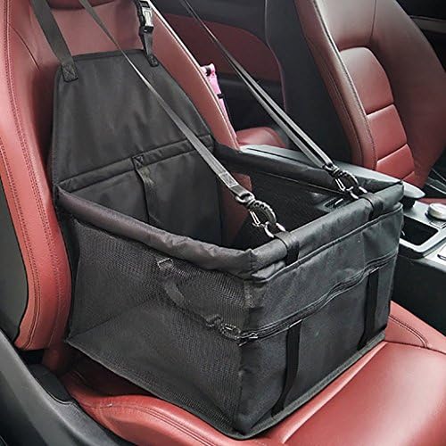 Pet Dog Car Seat Booster Carrier Protector Bag Cage Cover SYAODU Waterproof Deluxe Portable Dog Booster Travel Carrier Cover Seat Protector with Clip-On Safety Lesh and Extra Support Rods ( Color : Black )