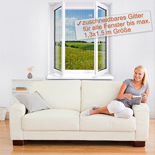 Fenster Fliegengitter von INSECT-X (zuschneidbar für alle Fenster bis 130×150 cm Größe) Fliegennetz Gitter zum Schutz vor Insekten wie Fliegen und Mücken | 3er Pack – hochwertig – durchsichtig | Insektenschutz Fliegenschutz Mückenschutz Netz - 5
