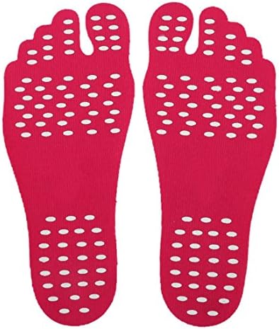 Aelegant 1 Pair Men Women and Kids Stick-On Soles Barefoot Socks Beaches Invisible Shoes Flexible Foot Protector Outdoor Lightweight Shoes (M/EU 36-39, Pink)