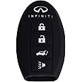 XFQUIJ New Black Protecting Bag Silicone Remote Key Case Cover for 4 Buttons Infiniti G Series G37 JX35 Q Series Q50 Q60S Q70L QX EX FX M Smart Key Case Shell Fob (Black)