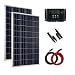 Produktbild Giosolar 200 Watt (2X100W) Solaranlage Basic-Starter 100W / 12V - Polykristallin Solarpanel - Solar Bausatz mit Modul, Kabeln, und Laderegler-Gartenhaus Neu Solar Garten Set Camping Wohnmobil Inselsystem Solarzelle-Solarset