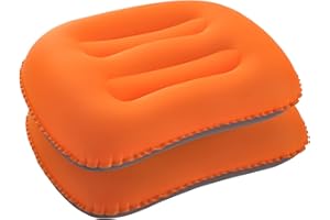 Idocolors Almohadas de Camping Hinchable Ultraligera Set de 2 Cojines de Playa Compacto y Portátil Almohadas para Viajes y Senderismo, Naranja
