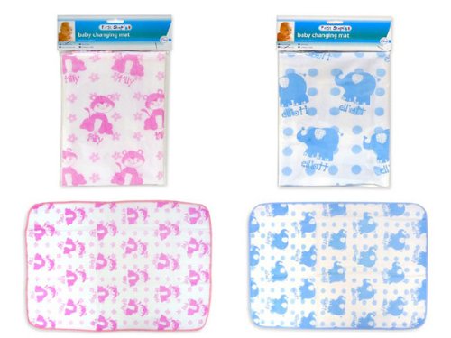 First Steps Folding Baby Changing Mat Size 67cm x 47cm - White With Blue Elephant Design