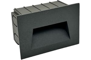 Partenopea Faretto segnapassi da esterno lampada da muro IP65 LED 5w 300 Lumen ad incasso per scatola cassetta 503 scale giardino viale gradini (Grigio Luce calda fredda naturale switch CCT)