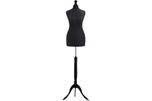 H & H Traders Black Female Tailors Mannequin Display Bust Dummy FOR Dressmakers Fashion Students With A Black Wood Tripod Base (42/44, UK 16)
