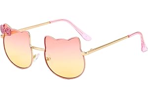 Hifot Sonnenbrille Kinder für Mädchen, Kinder Pilotenbrille mit Edelstahl Metall Gestel Kleinkind Sonnenbrille Kinder Sonnenbrillen 3-12jahre